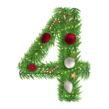 Christmas alphabet number 4 vector illustration EPS10のイラスト素材