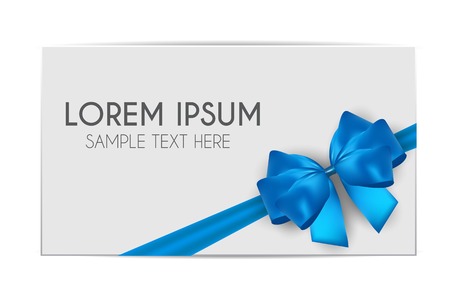 Blank Gift Card Template with Blue Bow and Ribbon. Vector Illustration for Your Business EPS10のイラスト素材