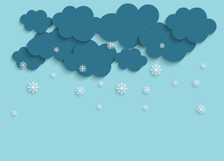 Abstract Paper Clouds with Snowflakes Vector Illustration EPS10のイラスト素材