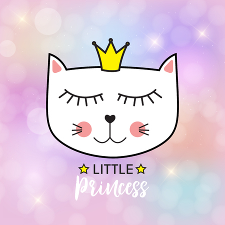 Little Cute Cat Princess Vector Illustration EPS10のイラスト素材