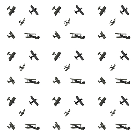 Set of cartoon silhouettes cute airplane. Seamless Pattern. Vector Illustration. EPS10のイラスト素材