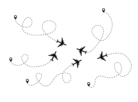 Airplane dotted flight background. Vector Illustration EPS10のイラスト素材
