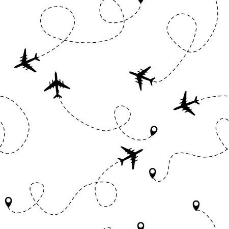Airplane dotted flight seamless pattern background. Vector Illustration EPS10のイラスト素材