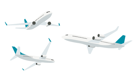 Flat airplane icon collection set isolated on white background.のイラスト素材