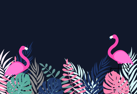 Cute Pink Flamingo Summer Background Vector Illustration EPS10のイラスト素材
