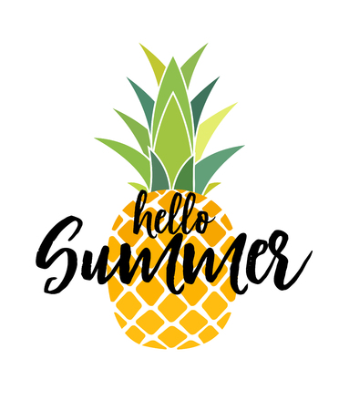 Hello Summer Concept. Tropic fruit Pineapple icon symbol design. Vector Illustration EPS10のイラスト素材