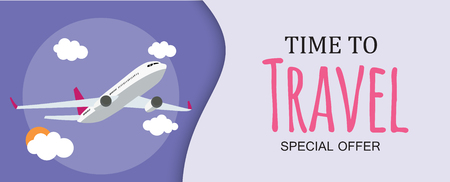 Time to Travel Template Background with Airplane. Vector Illustration EPS10のイラスト素材