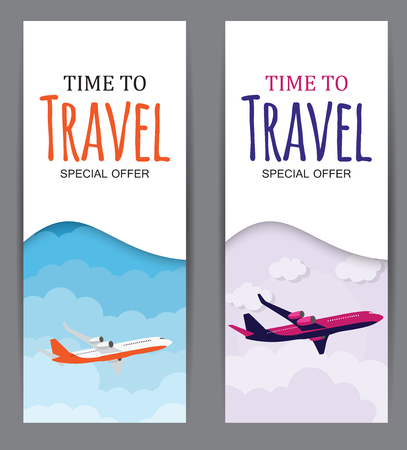 Time to Travel Template Background with Airplane. Vector Illustration EPS10のイラスト素材