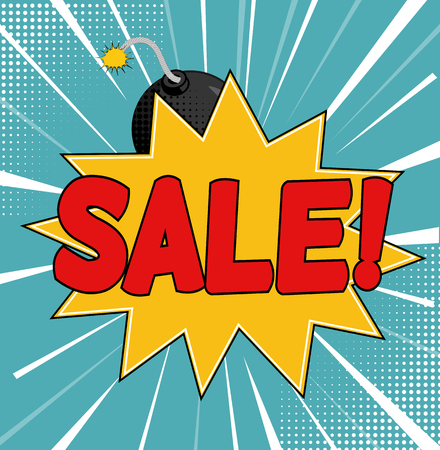 Sale Background with Speech Bubble in Pop Art Style.  Illustrationのイラスト素材