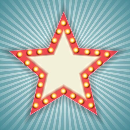 Vintage 3d light retro star frame. Vector Illustrationのイラスト素材