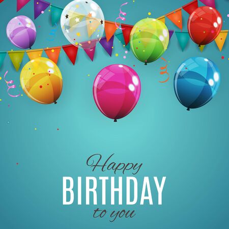 Group of Colour Glossy Helium Balloons Background. Set of  Balloons for Birthday, Anniversary, Celebration  Party Decorations. Vector Illustrationのイラスト素材