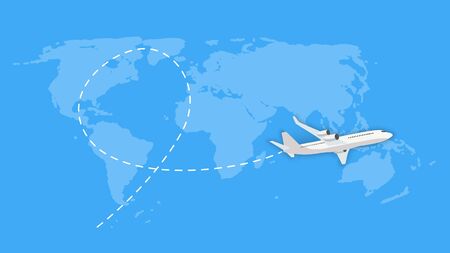 Flying airplane express delivery shipping  concept. Vector Illustrationのイラスト素材