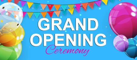 Grand Opening Card with Balloons Background. Vector Illustrationのイラスト素材