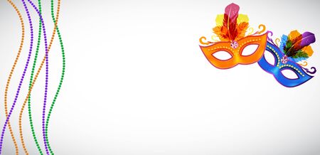 Greeting card template with beads for Mardi Gras for decoration  covering. Vector Illustrationのイラスト素材