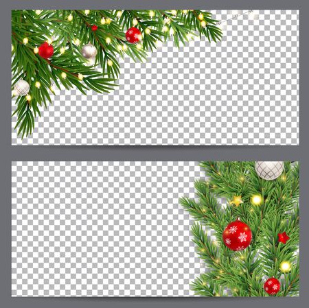 New Year and  Christmas Business cards, invitations, flyers on a transparent background. Vector illustration EPS10のイラスト素材