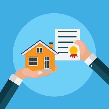 Real estate concept.  Buy house poster. Vector Illustrationのイラスト素材