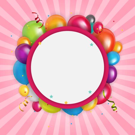 Color glossy balloons birthday card background Vector Illustration EPS10のイラスト素材