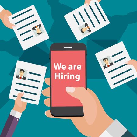 Finding employee  design concept. HR job seeking.のイラスト素材