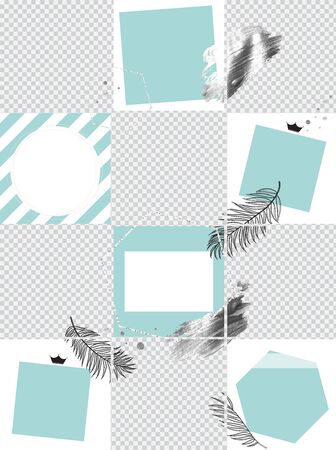 Set of Design backgrounds Template for social media post frame. Vector Illustrationのイラスト素材