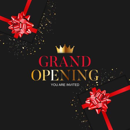 Grand Opening Card with Ribbon Background. Vector Illustrationのイラスト素材