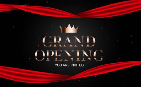 Grand Opening Card with Ribbon Background. Vector Illustrationのイラスト素材