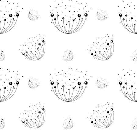Abstract dandelion on white background. seamless pattern. vector illustration.