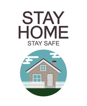 Stay Home. Stay Safe poster  awareness social media campaign and coronavirus prevention. Vector Illustration EPS10のイラスト素材