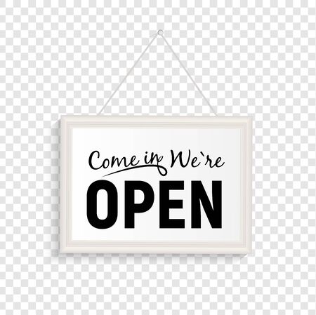 Come in We Are Open Sign Vector Illustrationのイラスト素材