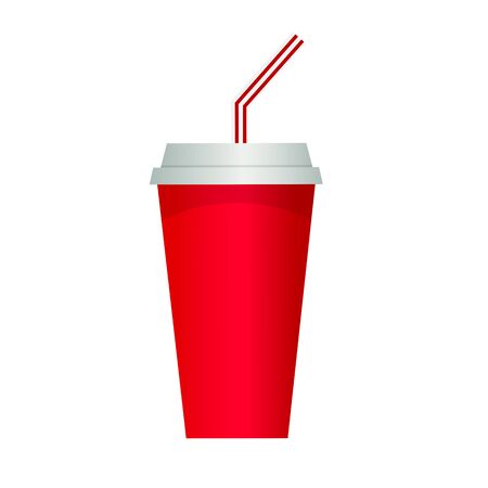 Paper glass, cup with lemonade and tube Icon. Vector Illustration EPS10のイラスト素材