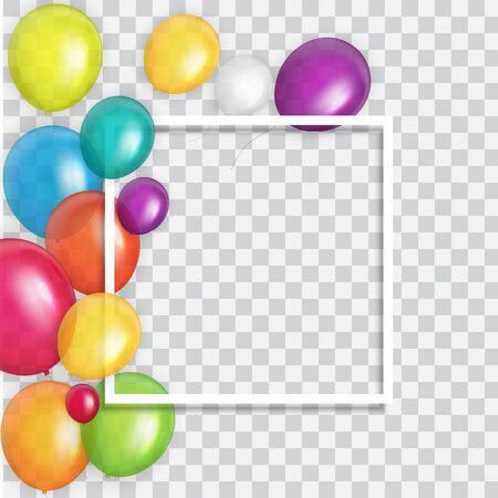 Color Glossy Happy Birthday Balloons Banner Background Vector Illustration EPS10のイラスト素材