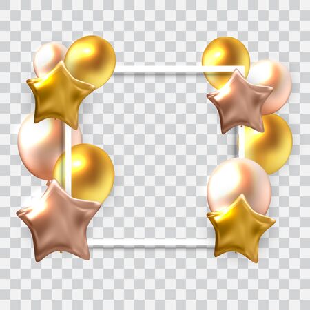 Color Glossy Happy Birthday Balloons Banner Background Vector Illustration EPS10のイラスト素材