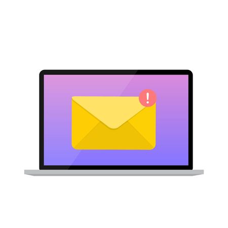 New Email on the laptop screen notification concept. Vector illustrationのイラスト素材