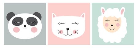 Stickers with cute animals. Vector illustration EPS10のイラスト素材