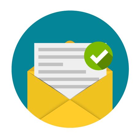 New Email notification concept with envelope and Green check mark . Vector illustration EPS10のイラスト素材