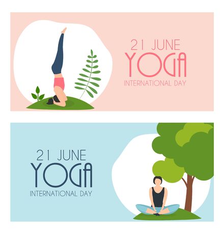 Yoga International Day 21 June Background. Vector Illustration EPS10のイラスト素材