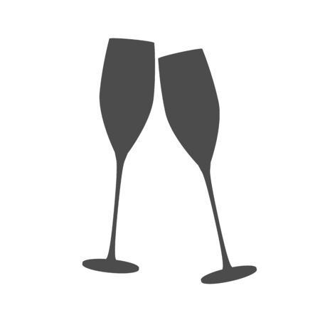 Sparkling Champagne Glasses  Icon On White Background. Vector Illustrationのイラスト素材