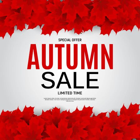 Shiny Autumn Leaves Sale Banner. Business Discount Card. Vector Illustration EPS10のイラスト素材