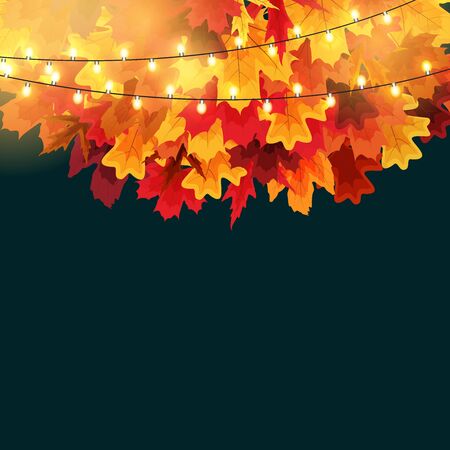 Shiny Autumn Leaves Banner Background. Vector Illustration EPS10のイラスト素材