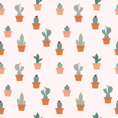 Cactus Natural Seamless Pattern Background Vector Illustrationのイラスト素材