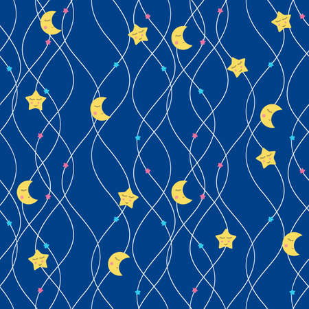 Abstract Night Seamless Pattern Background with Stars. Vector Illustrationのイラスト素材