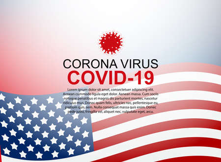 Corona Virus Covid 19 background with USA Flag. Vector Illustration EPS10のイラスト素材