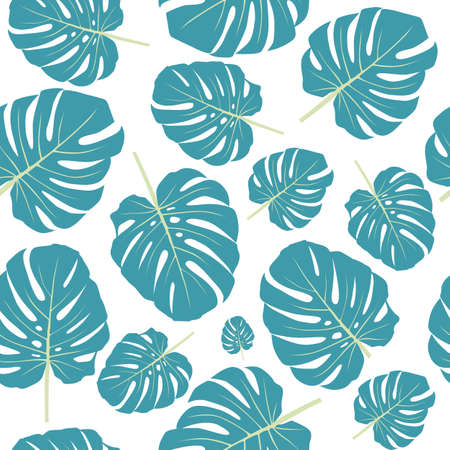Monstera Palm leaves trendy seamless pattern background. Vector  illustration. EPS10のイラスト素材