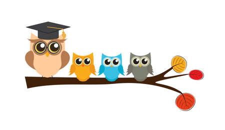 Owl Teacher Education Concept Template. Vector Illustration EPS10のイラスト素材