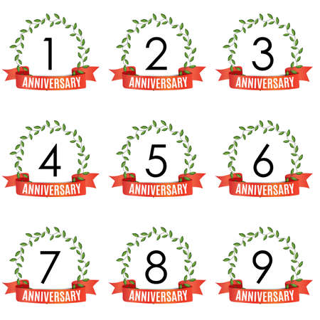 40 Years Anniversary Golden Template with Red Ribbon and Laurel wreath Vector Illustration EPS10のイラスト素材