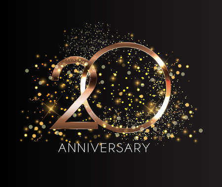 20 Years Anniversary Golden Template Vector Illustration EPS10