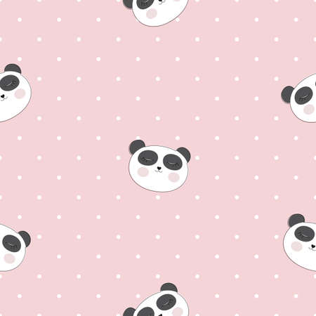 Little cute panda seamless pattern for card and shirt design. Vector Illustration EPS10のイラスト素材