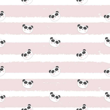 Little Cute Panda Seamless Pattern Background Vector Illustrationのイラスト素材