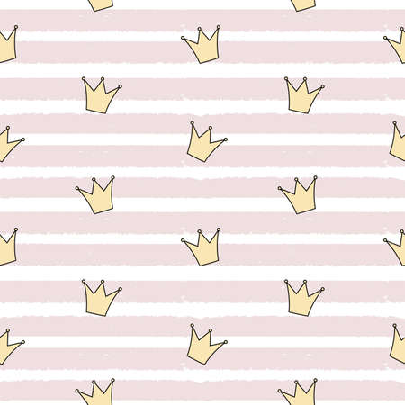 Cute Princess Crown Seamless Pattern Background Vector Illustrationのイラスト素材