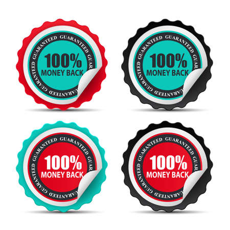 100 Money Back Label Template Sign. Vector Illustrationのイラスト素材