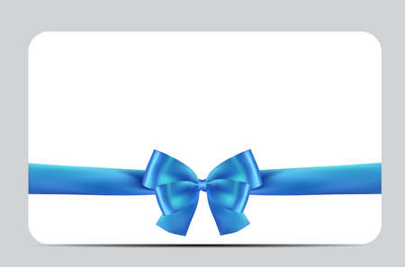 Blank Gift Card Template with Blue Bow and Ribbon. Vector Illustration for Your Businessのイラスト素材